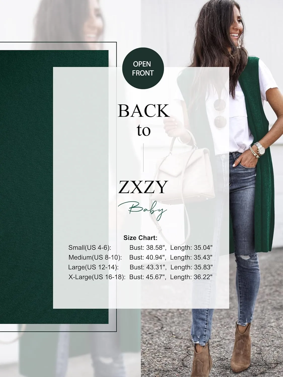 ZXZY Women Casual Sleeveless Open Front Tunic Vest Long Cardigan Tops Coat