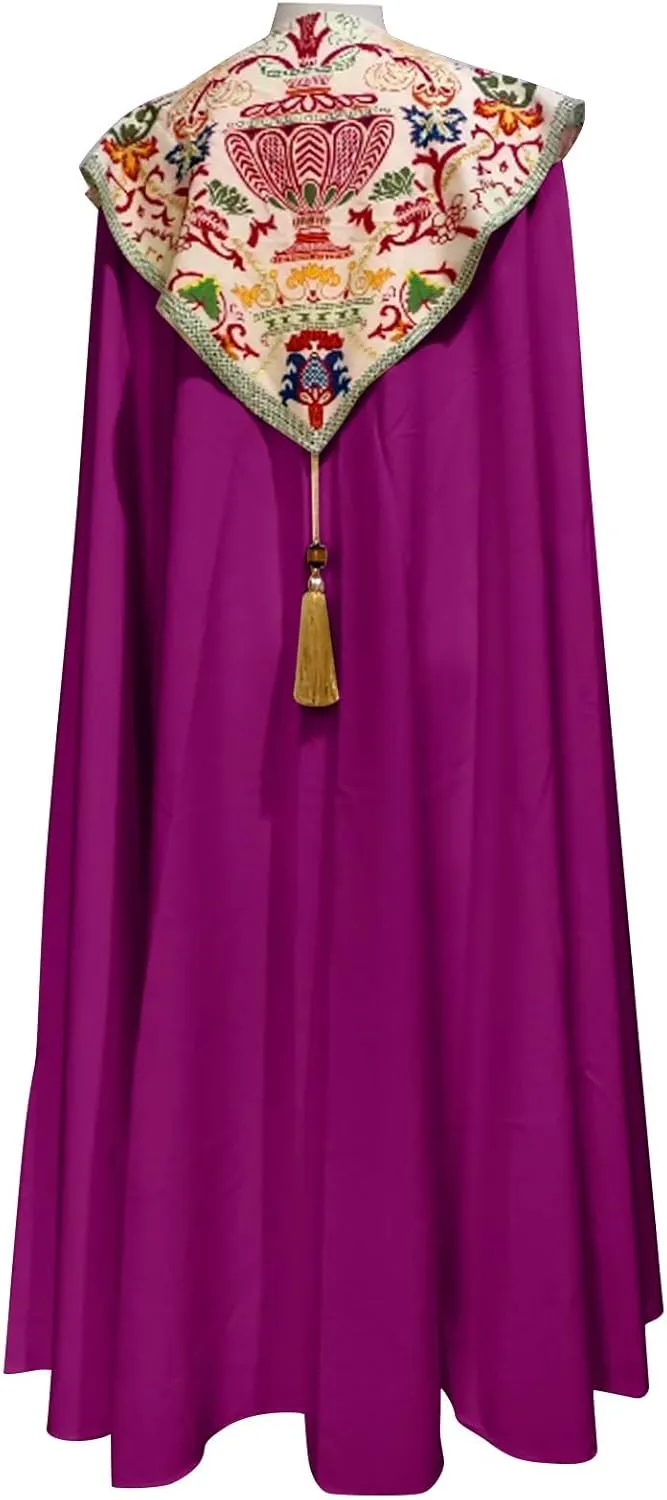 ZYXTIM Medieval Church Clergy Cloak Lauxury Embroidary Vintage Renaissance Long Cape Robe Halloween Christmas Fancy Cape