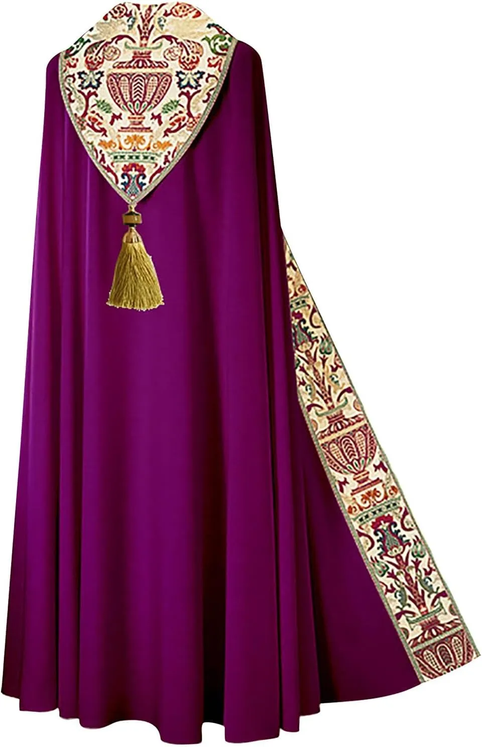 ZYXTIM Medieval Church Clergy Cloak Lauxury Embroidary Vintage Renaissance Long Cape Robe Halloween Christmas Fancy Cape